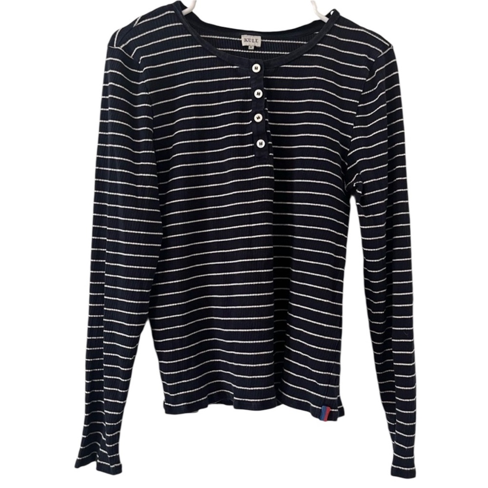 KULE The Margaux Henley Navy Blue & Cream Striped XL